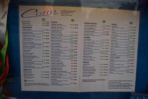 Cotto Menu!